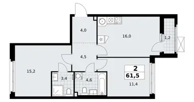 2 room apartment in Kommunarka, Russia