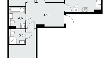 Apartamento 3 habitaciones en poselenie Sosenskoe, Rusia