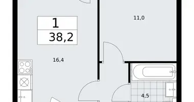 1 room apartment in Troitsk, Russia