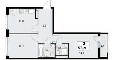 Apartamento 2 habitaciones en Postnikovo, Rusia