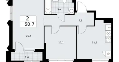 Apartamento 2 habitaciones en Troitsk, Rusia