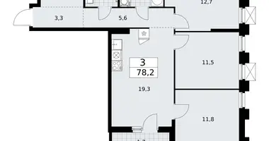 3 room apartment in Troitsk, Russia