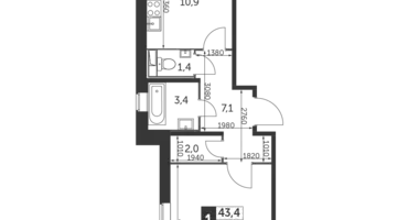 Mieszkanie 1 pokój w Nekrasovka District, Rosja