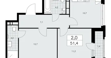 Apartamento 2 habitaciones en poselenie Sosenskoe, Rusia