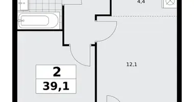 Apartamento 2 habitaciones en poselenie Sosenskoe, Rusia