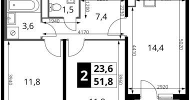 Wohnung 2 zimmer in Potapovo, Russland