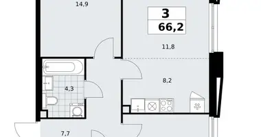 Apartamento 3 habitaciones en poselenie Sosenskoe, Rusia