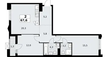 Appartement 2 chambres dans Troïtsk, Russie