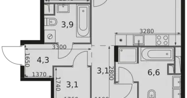 Appartement 3 chambres dans Rostokino District, Fédération de Russie