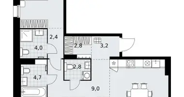 3 room apartment in Kommunarka, Russia