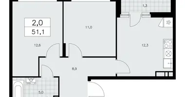 Apartamento 2 habitaciones en poselenie Sosenskoe, Rusia