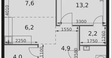 Apartamento 2 habitaciones en Moscú, Rusia