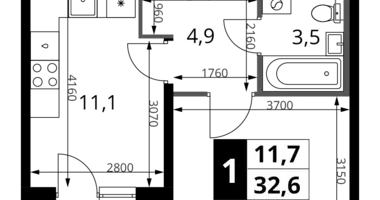 Квартира 1 комната в Химки, Россия