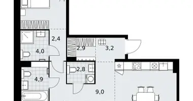 3 room apartment in Kommunarka, Russia