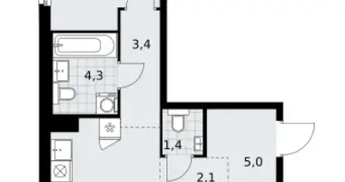 Wohnung 2 zimmer in Troizk, Russland