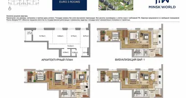 Apartamento 3 habitaciones en Minsk, Bielorrusia