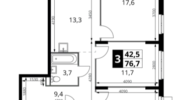 Apartamento 3 habitaciones en Potapovo, Rusia