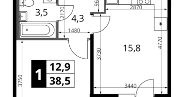 Квартира 1 комната в Химки, Россия