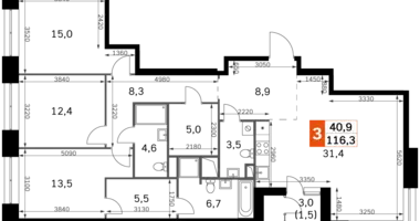 Apartamento 4 habitaciones en Moscú, Rusia