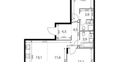 Apartamento 3 habitaciones en Jimki, Rusia