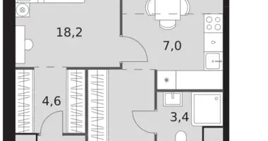 Mieszkanie 2 pokoi w Konkovo District, Rosja