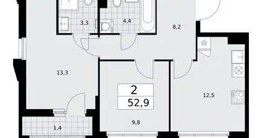 2 room apartment in Troitsk, Russia