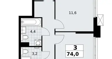 3 room apartment in Troitsk, Russia