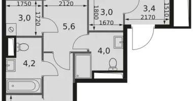 Apartamento 3 habitaciones en Moscú, Rusia