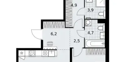 Wohnung 2 zimmer in Kommunarka, Russland