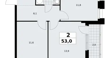 Apartamento 2 habitaciones en Kommunarka, Rusia