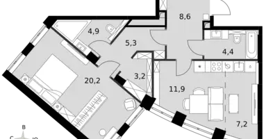 Apartamento 2 habitaciones en North-Western Administrative Okrug, Rusia