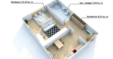 Apartamento 2 habitaciones en Vilna, Lituania