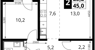 Apartamento 2 habitaciones en Leninsky District, Rusia