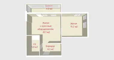 Wohnung 2 zimmer in Kopishche, Belarus