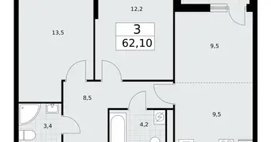 Apartamento 3 habitaciones en Postnikovo, Rusia