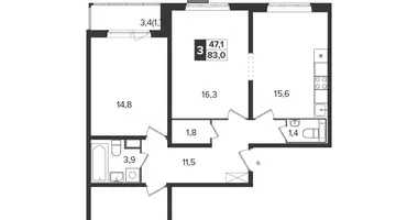Wohnung 3 zimmer in Leninsky District, Russland