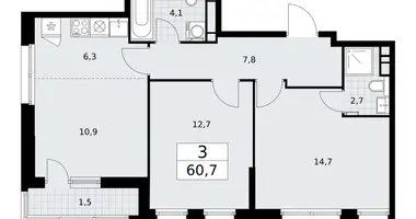 Wohnung 3 zimmer in Wnukowo, Russland