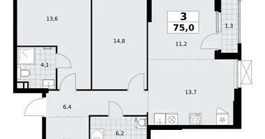 Wohnung 3 Zimmer in Südwestlicher Verwaltungsbezirk, Russland