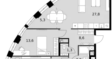 Wohnung 3 zimmer in Nordwestlicher Verwaltungsbezirk, Russland