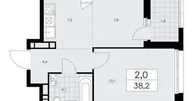 Apartamento 2 habitaciones en poselenie Sosenskoe, Rusia