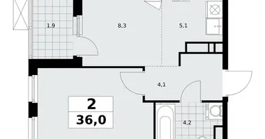 Apartamento 2 habitaciones en Moscú, Rusia