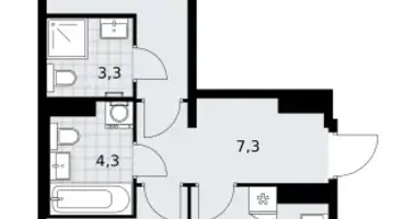 2 room apartment in Troitsk, Russia