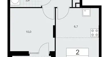 Apartamento 2 habitaciones en Moscú, Rusia