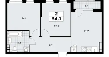 Wohnung 2 zimmer in Südwestlicher Verwaltungsbezirk, Russland