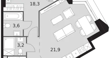 Mieszkanie 2 pokoi w Konkovo District, Rosja