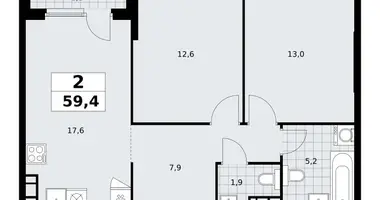 Apartamento 2 habitaciones en South-Western Administrative Okrug, Rusia