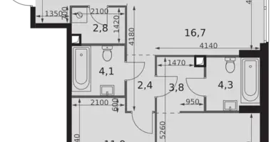 Apartamento 3 habitaciones en North-Western Administrative Okrug, Rusia