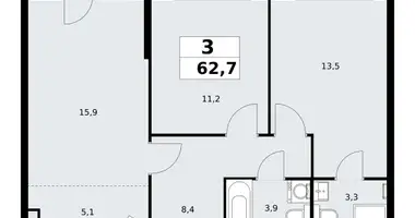 Apartamento 3 habitaciones en poselenie Sosenskoe, Rusia