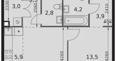 Appartement 2 chambres dans Moscou, Russie