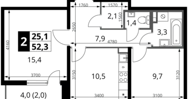 Apartamento 2 habitaciones en Leninsky District, Rusia